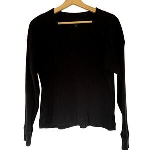 Gap Body black v-neck ribbed knit sweater pullover women's size small cotton